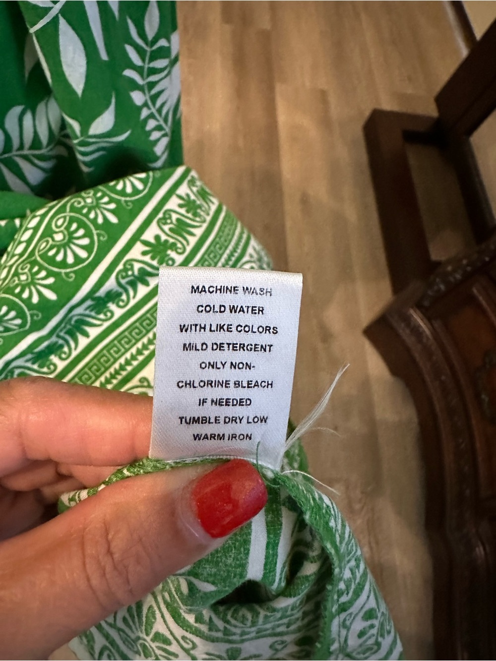 Kaktus Green and White Floral-Print Smocked Maxi Dress with Tie Waist - Picture 6 of 7